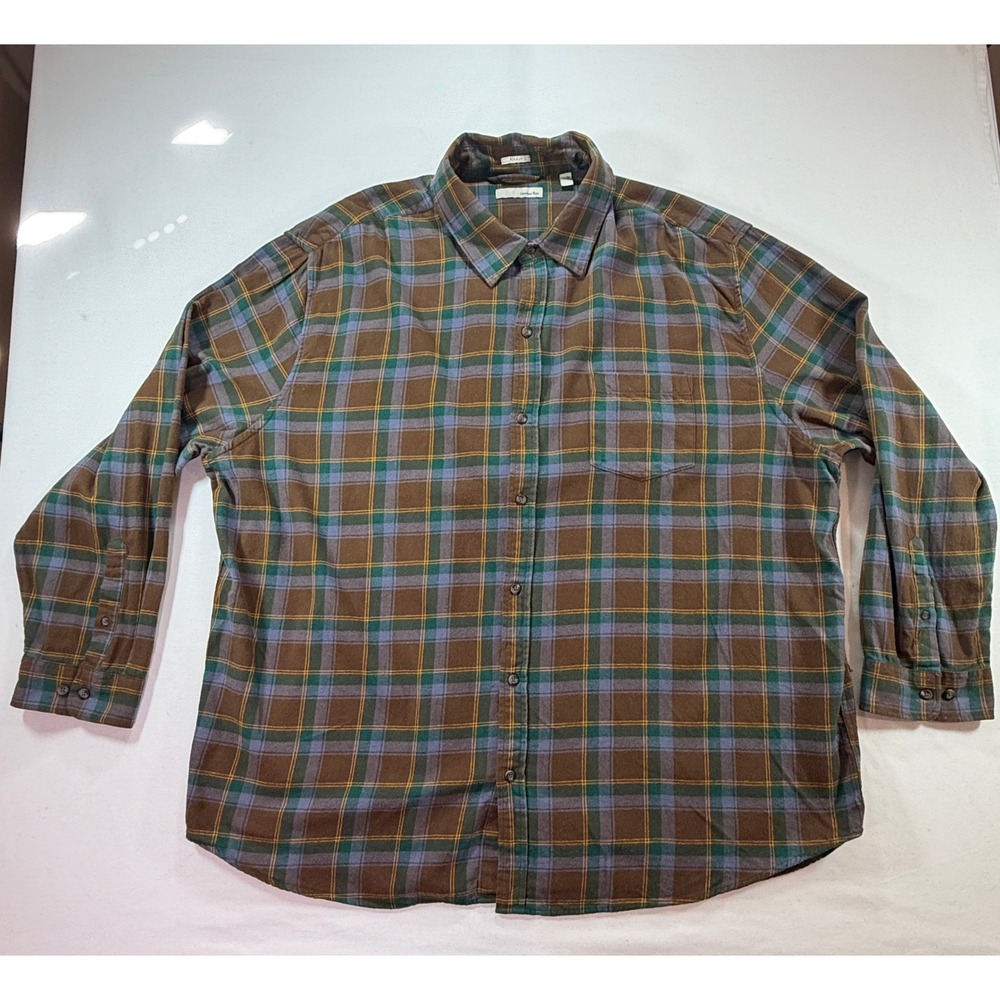 Hawker Rye Mens Cocoa Plaid Cotton Button Down Shirt‎ Brown 3XL
